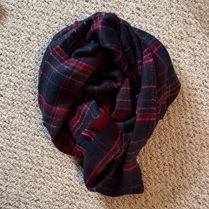 LOFT Plaid Scarf in Navy and Burgundy